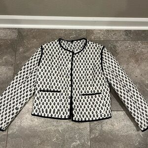 Divided Black and White Textured Blazer